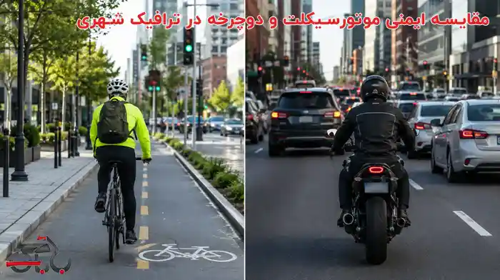 مقایسه ایمنی موتورسیکلت و دوچرخه در ترافیک شهری